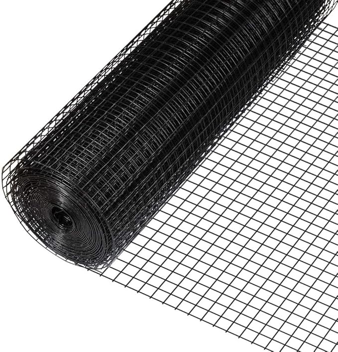 Fencer Wire 16 Gauge Black Vinyl Coated Welded Wire Mesh Size 1 inch by 1 inch for Home and Garden Fence, Protect Chickens Rabbits and Farmed Animals (c. 3 ft. x 50 ft.)