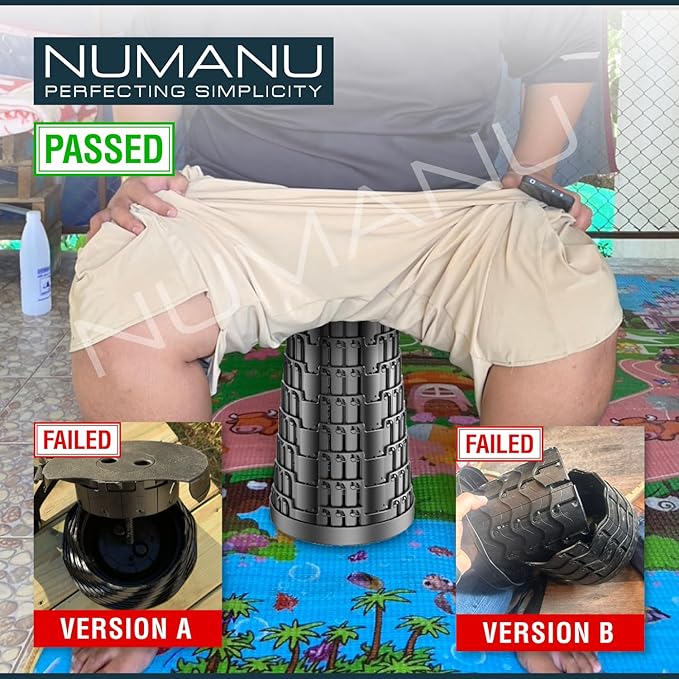 NUMANU 2PK 2025 Upgraded Collapsible Stool, Max 620lbs 2.5"-18" H Adjustable Portable Folding Stool for Adults, Retractable Foldable Telescopic Seat Camping Chair or Footrest (2PK Hard Seats)