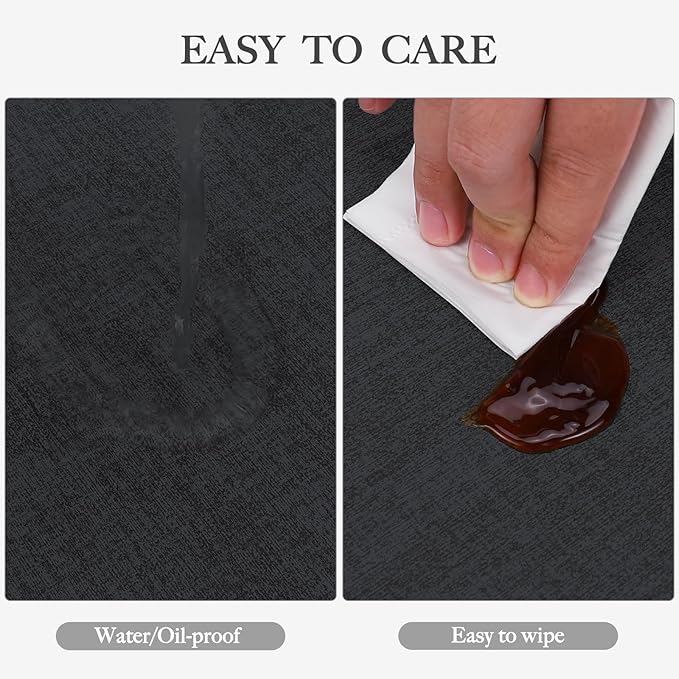 Faux Leather Heat Resistant Placemats Set of 6 – Waterproof Oilproof Wipeable Dining PU Vinyl Place Mat Easy Clean Table Mats for Kitchen/Dining/Party/Holiday, Dark Grey