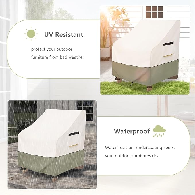 Patio Adirondack Chair Cover 37 W x 40 D x 36 H inches,600D Heavy Duty Waterproof Outdoor Chair Covers,Patio Furniture Covers for Adirondack Chair,Beige