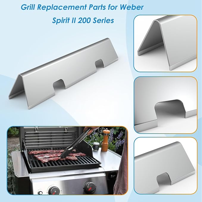 Grill Parts for Weber Spirit II Grill Replacement Parts, 7635 Flavorizer Bars, 69785 Grill Burner and Heat Deflector for Weber Spirit 2 Grill Parts, for Weber Spirit II E-210 E220 S210 S220