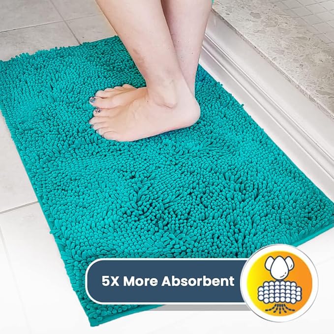Muddy Mat® | Super Absorbent Door Mat Indoor, Microfiber Quick Dry Chenille Entryway Rug, Non-Slip Front Door Mat, Indoor Mats for Entryway, Machine Washable Pet Rug, Teal 36" x 120"