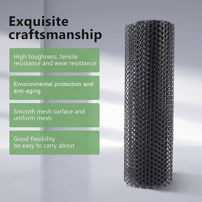 39.3IN x 65.6FT Garden Plastic Wire Mesh Fencing, Black Plastic Safety Fence Roll Poultry Breeding Netting Balcony Protection Net for Gardening Animal Pet Vegetable(Size:39.3INx98.4FT-Mesh 0.7IN)