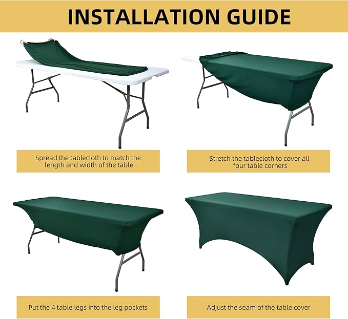 10-Pack 6ft Spandex Table Covers for Rectangle Standard Folding Tables - Wrinkle Resistant Stretch Tablecloths - Ultimate Fitted Table Protector for Parties, Banquet, Wedding
