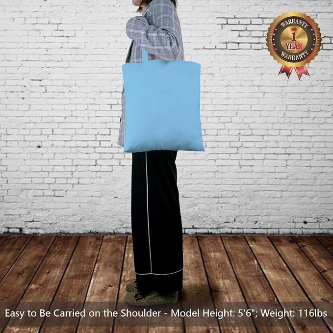 TOPDesign 24-Pack Economical 16"x15" Baby Blue Cotton Tote Bag, Lightweight Medium Reusable Grocery Shopping Cloth Bags, Suitable for DIY, Advertising, Promotion, Gift, Activity