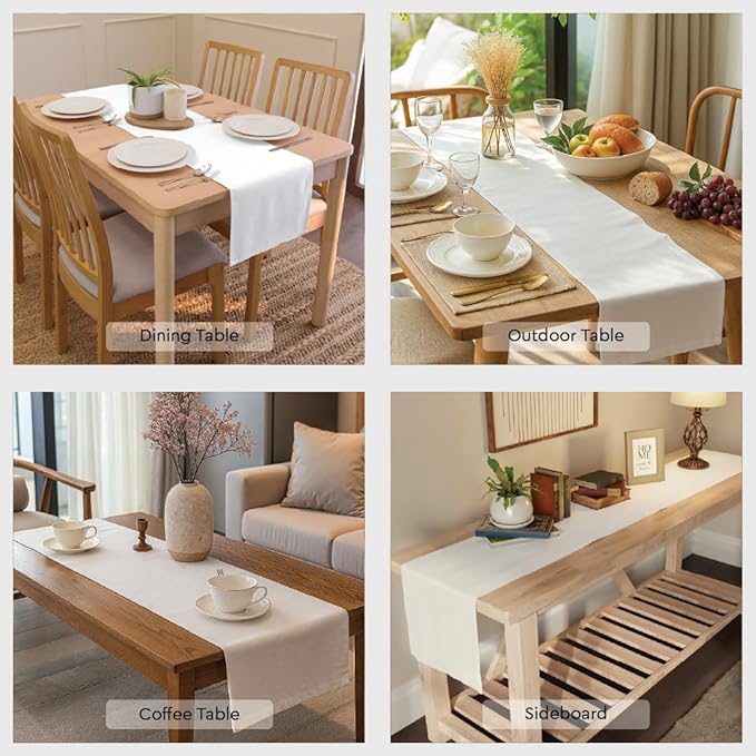 Encasa XO Table Runner 13"x59" Long | Cotton Canvas Fabric | Sunbeam Yellow Solid Color | Machine Washable & Durable