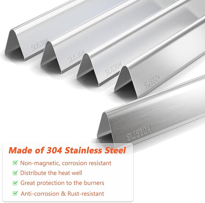 QuliMetal 15.3" Flavorizer Bars for Weber Spirit E310 E320 E330 S310 S320 S330, Spirit 300 & GS4 Spirit II 300 Series Grill with Front Control Knobs, Parts for Weber 7636 69797, 304 Stainless Steel