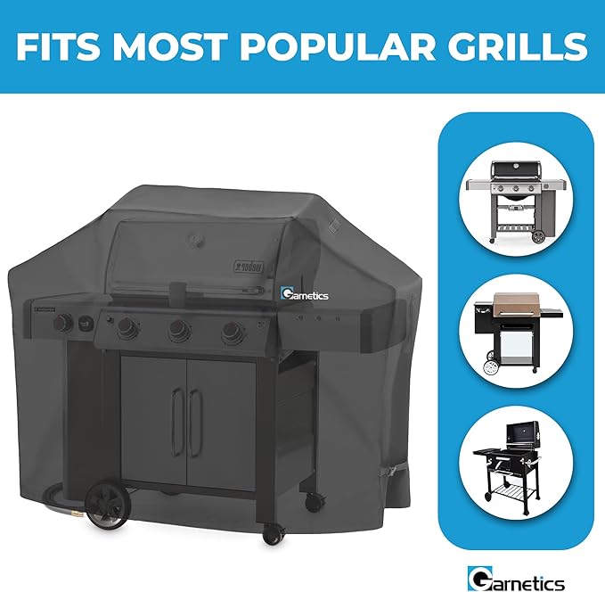 Grill Cover for Outdoor Grill 64 Inch – Bonus Grill Cleaning Brush Included, Heavy Duty Waterproof BBQ Gas Grill Cover for Outside, UV & Fade Resistant, Fits Most 4-Burner Grills