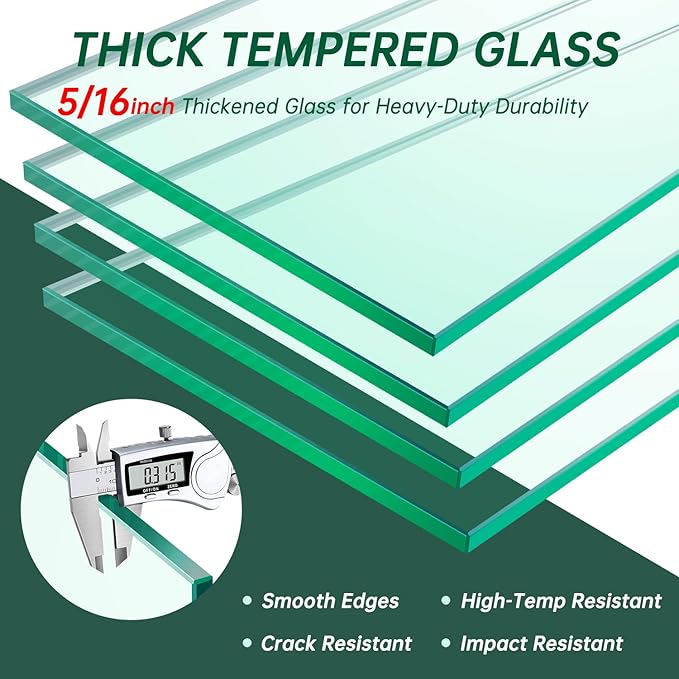 Fire Pit Wind Guard: 15" x 15" x 7" Square Glass Wind Guard for Outdoor Propane/Natural Gas Fire Pit Table, Clear Tempered Glass and Hard Aluminum Corner Brackets, Easy Assembly