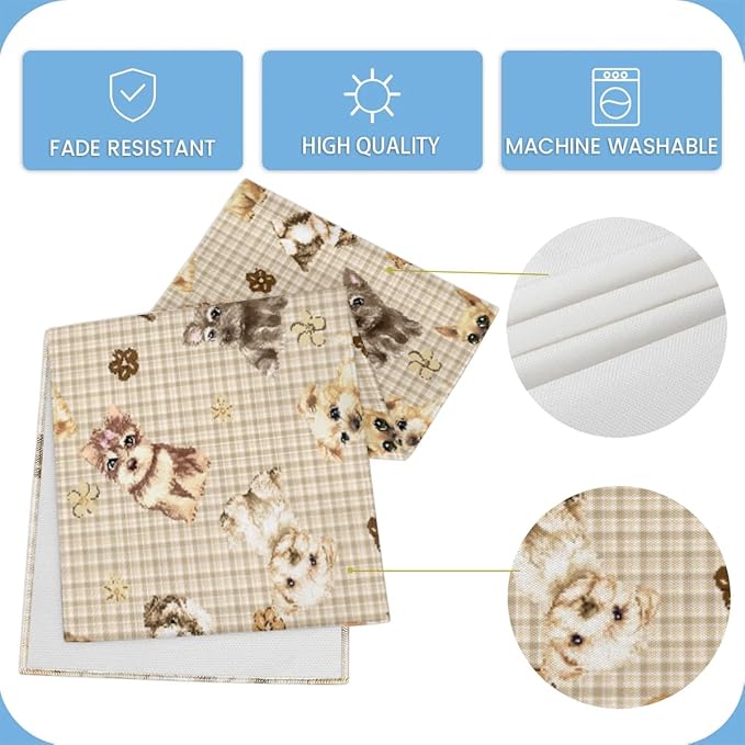 Cute Puppy Table Runner Kitchen Dining Table Runner 13*48in Table Center Decor for Indoor Outdoor Home Holiday Party