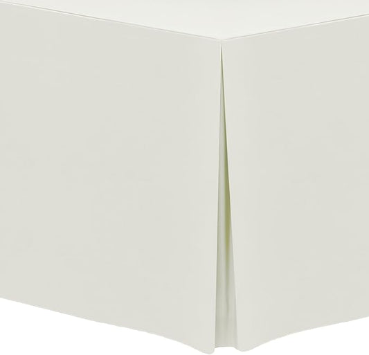 Ultimate Textile -10 Pack- 5 ft. Fitted Polyester Tablecloth - Fits 30 x 60-Inch Banquet and Folding Rectangular Tables - 42" H, Ivory Cream