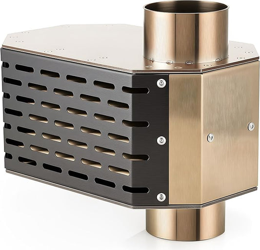 304 Stainless Steel Chimney Platform with Spark Arrestor and Cooking Platform, with Tent Protection, for Wood Burning Stoves with 70mm Diameter Chimneys, Rose Gold