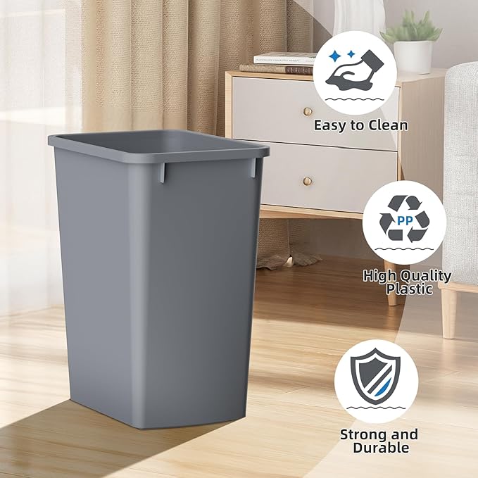 ROOMTEC 35QT Kitchen Trash Can, Lightweight and Sturdy Slim Trash Can, Wastebaskets for Office, Workspace, Kitchen, Bathroom, Easy to Clean, 1 Pack