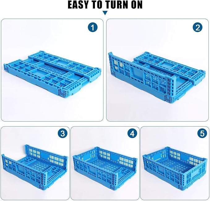 Collapsible Storage Bin/Crates，52L Foldable Baskets,Storage Baskets and Bins for Toys, Home and office Storage, Stackable Crates for Home Organization（Blue）