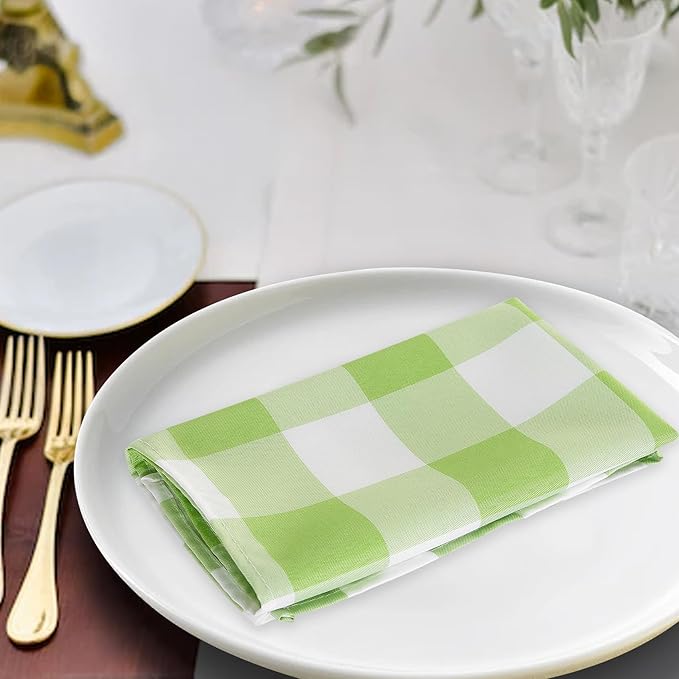Buffalo Plaid Table Napkins Set of 100 Checkered Cloth Napkins 17x17 inch Washable Dinner Gingham Pattern Napkins Soft Napkins for Wedding Party Dining Banquet(Emerald and White)