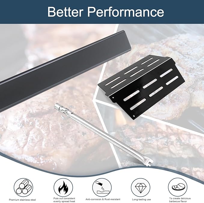 Flavorizer Bars,Heat Deflectors,Grill Burner and Grill Grid for Weber Genesis 300 Series Grills with Front Control Knob, Genesis S310 S320 S330 E310 E320 E330