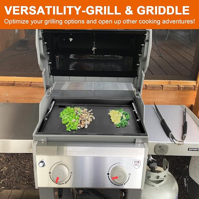 Full-Size Griddle Inserts for Weber Spirit 200 & Spirit II 200 Series Grills, Flat Top Griddle for GS4 Spirit I & II E-210 E-220 S-210 S-220, Grill Griddle Replace for Weber 7637 Grate