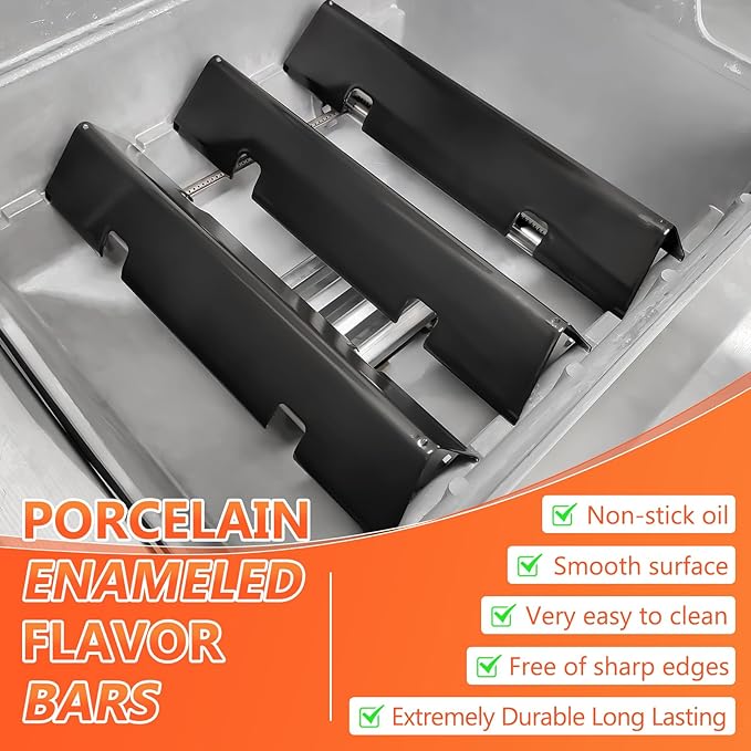 QuliMetal 15.3" Flavorizer Bars for Weber GS4 Spirit II 200, Spirit II E-210, Spirit E-210, Spirit 200 Series Grills with Front-Mounted Control, Porcelain Enameled for Weber Spirit Heat Plates