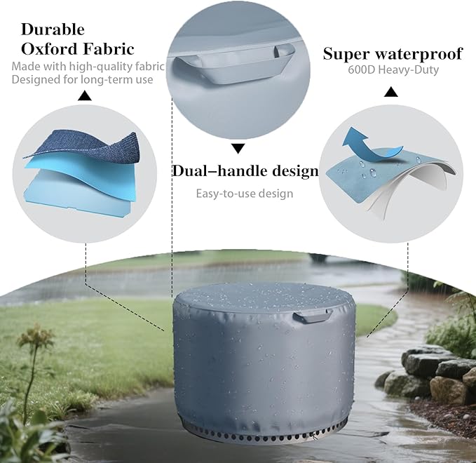 Chinchilla Fire Pit Cover Round for Solo Stove Yukon 28"-29", Waterproof Smokeless Fire Pit Cover, 600D Strong Tear Resistant, Fits for Gas/Table/Bowl Fire pits