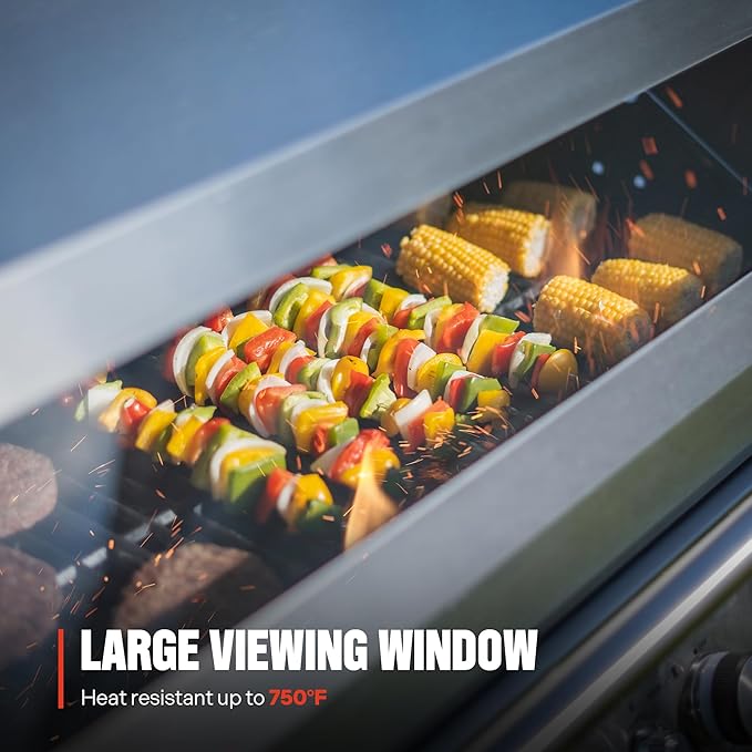 Monument Grills 6+1 Burner Smart Propane Gas Grill, Denali 605Pro Stainless Steel Grill 78,000 BTU Outdoor Barbecue with Side Burner, Flame Tamer, Cover, Rotisserie
