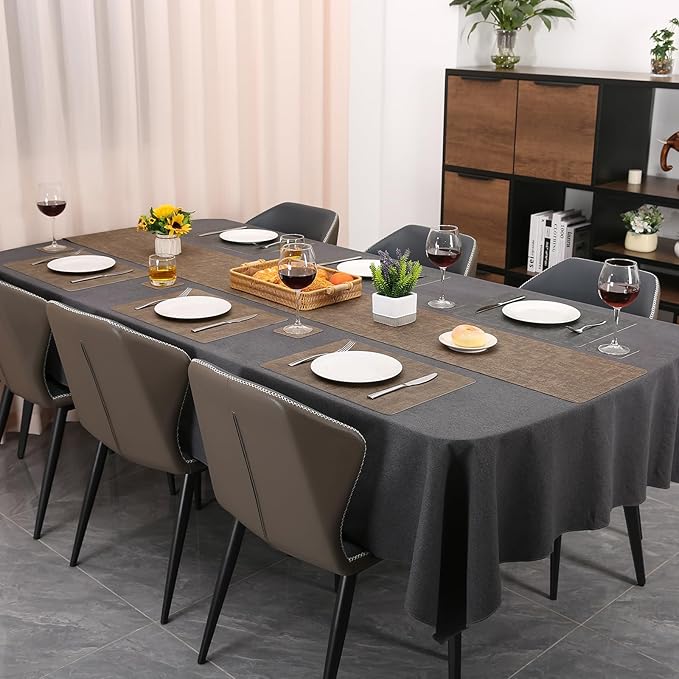 Table Runners 72 Inches Long, Dual-Sided Faux Leather Farmhouse Table Runner Waterproof Heatproof Non-Slip for Living Room Party Home Decor Holiday Decorations(Gray Brown, 12 x 72 Inch)