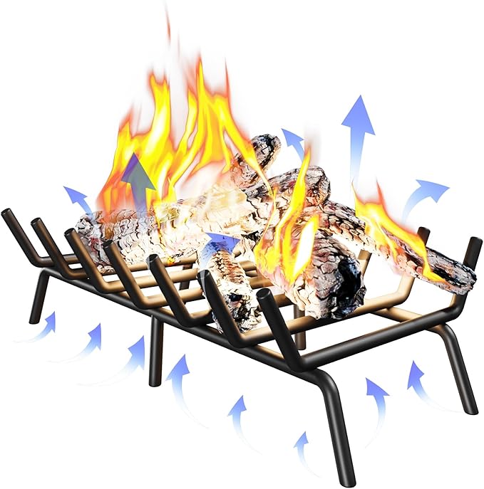Fireplace Grate 30 Inch, Firewood Log Holder Rack, Heavy Duty Fire Wood Stove Grates for Indoor Outdoor Camping Chimney Hearth Burning Fireplace Accessories Tools