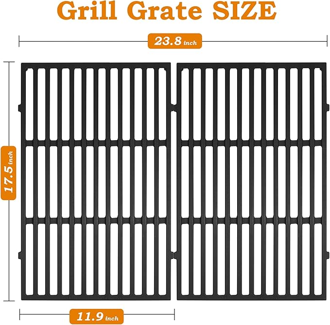 17.5 Inch Grill Grates for Weber Spirit Grill Parts, Spirit 300 Series Parts E310 E215 E320 S310 S320 S315 Gas Grill Cooking Grids, Cast Iron Grill Grates Replacement for Weber 7638 7639