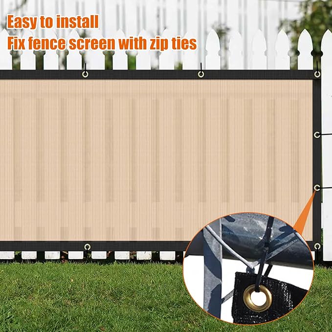 AYOHA 4' x 139' Privacy Fence Screen Fabric Mesh Shade Net Cover, Heavy Duty 160 GSM Privacy Barrier for Chain Link Fence, 90% Privacy Blockage, Excellent Airflow, Cable Zip Ties Included, Beige