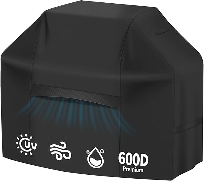 iCOVER Grill Cover 70 Inch, BBQ Grill Cover for Outdoor Grill, 600D Heavy-Duty Waterproof BBQ Cover, Large Barbecue Gas Grill Covers for Weber, Charbroil, Brinkmann, Nexgrill and More, Black