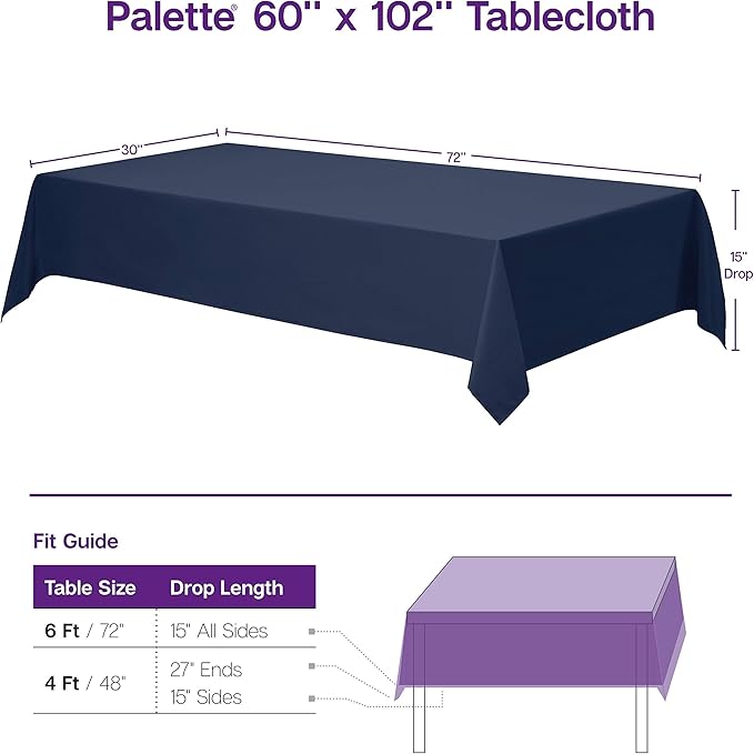 Gee Di Moda Rectangle Tablecloth - 60 x 102 Inch Hunter Green Table Cloth for 6 Foot Rectangle Tables - Heavy Duty Washable Fabric - for Holiday Party, Dinner, Weddings, Baby Shower & Events