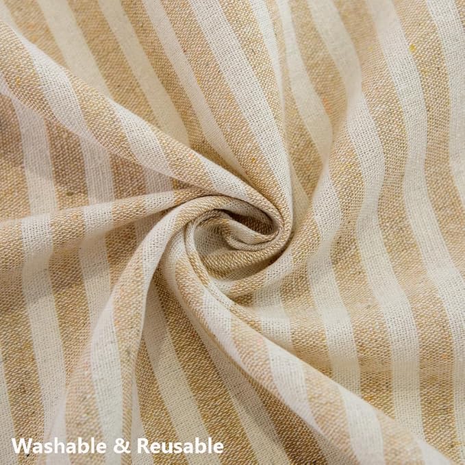TruDelve 120 Inch Extra Long Tablecloth Beige Striped Tablecloths Washable Cloth Tablecloths for 8 Foot Rectangle Tables (Beige,120"x55",Rectangular)