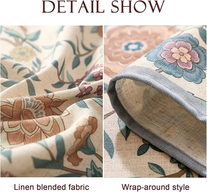 Designer Vintage Linen Rectangle Tablecloth,William Morris Floral Table Cloth with Colorful Pattern,Decor Table Cover for Kitchen,Dining,Thanksgiving,Christmas,63"*87"-Flowershadow a
