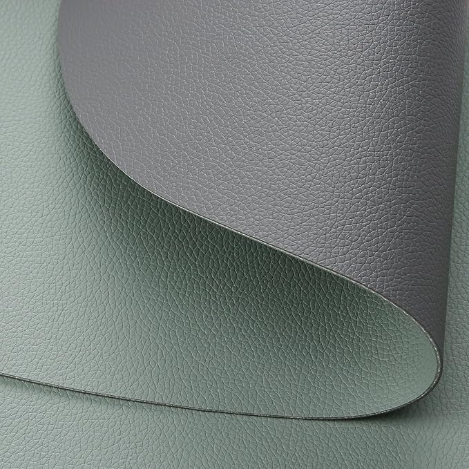 Myir JUN Placemats, Dual-Sided Placemats Waterproof Faux Leather Placemats Set of 6 Place Mats and Coasters Non-Slip Washable Table Mats for Dining Table (Gray Sage Green, Set of 4)