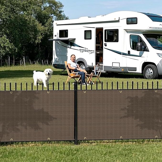 2.5' x 83' Balcony Privacy Screen Fence Cover with Zip Ties Grommets for Apartment Patio Porch Deck Backyard Outdoor (Brown)