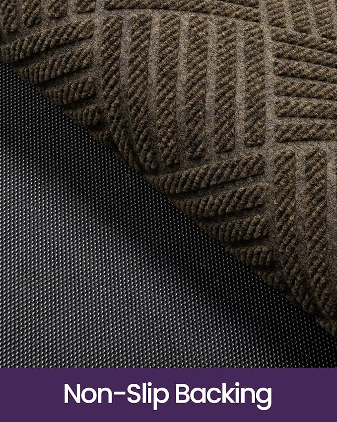 DEXI Front Door Mat Outside Entrance, 2x4 ft Rubber Entry Doormat Heavy Duty, Welcome Mats Non Slip for Inside House Floor Entryway Back Doors Exterior Patio, Diamond Brown