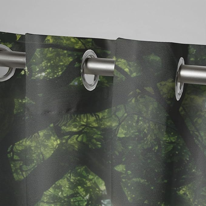 Nature Theme Outdoor Curtains for Patio Waterproof,Forest Pattern,Light Filtering Curtains Outside Curtains for Porch, Gazebo, Pergola, Backyard,Set of 2 Panels,54 x 108 inch,Green