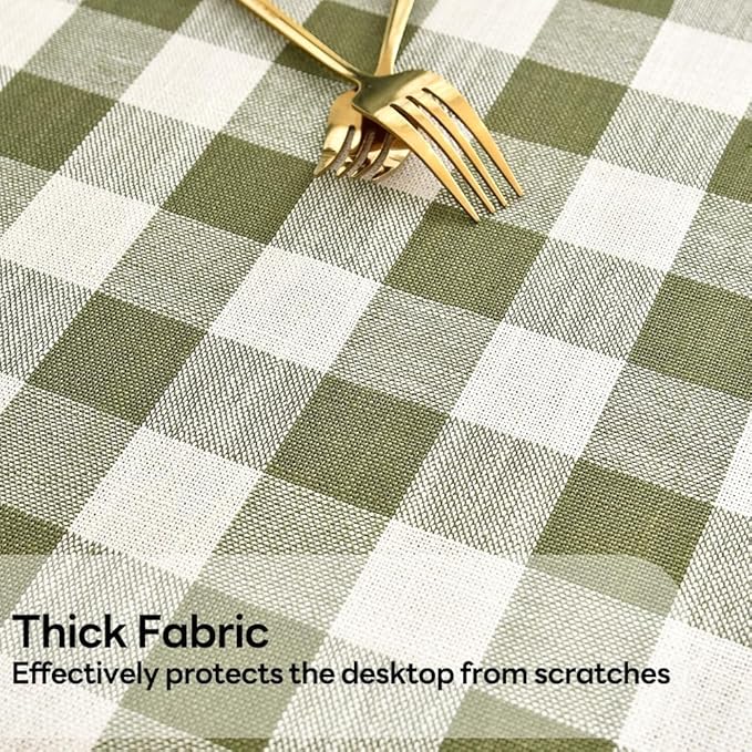 Gingham Table Cloth for Rectangle Tables Green Checkered Plaid Tablecloth Heavy Duty Cotton Blend Washable & Wrinkle Table Cover for Outdoor Kitchen Dining Picnic Camping (60x84 Inch)