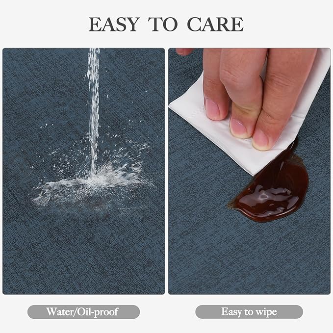 Faux Leather Heat Resistant Placemats Set of 6 – Waterproof Oilproof Wipeable Dining PU Vinyl Place Mat Easy Clean Table Mats for Kitchen/Dining/Party/Holiday, Navy Blue