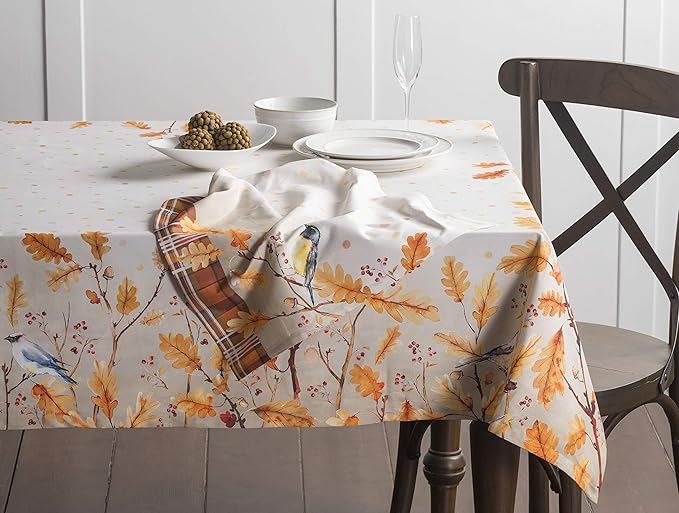 Maison d' Hermine Table Cloth Rectangle Table 100% Cotton 60 x 108 Inches Fall Tablecloth Reusable Everyday Use for Thanksgiving Christmas Decorations Dining Farmhouse Party (Oak Leaves)