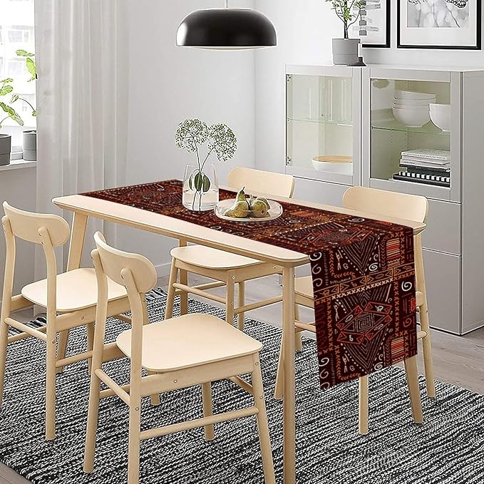 African Table Runner, African Aboriginal Ethnic Tribal Table Runner for Dining Kitchen Farmhouse Party Coffee Home 13x90in
