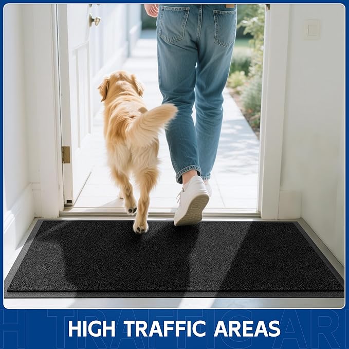 Sturdy Front Door Mat, 72" x 48" Heavy Duty Indoor Outdoor Doormat for Entryway, Fade Resistant, Waterproof Low Profile Entry Mat, Non Slip Welcome Mat for Outside Entrance, Patio, Home