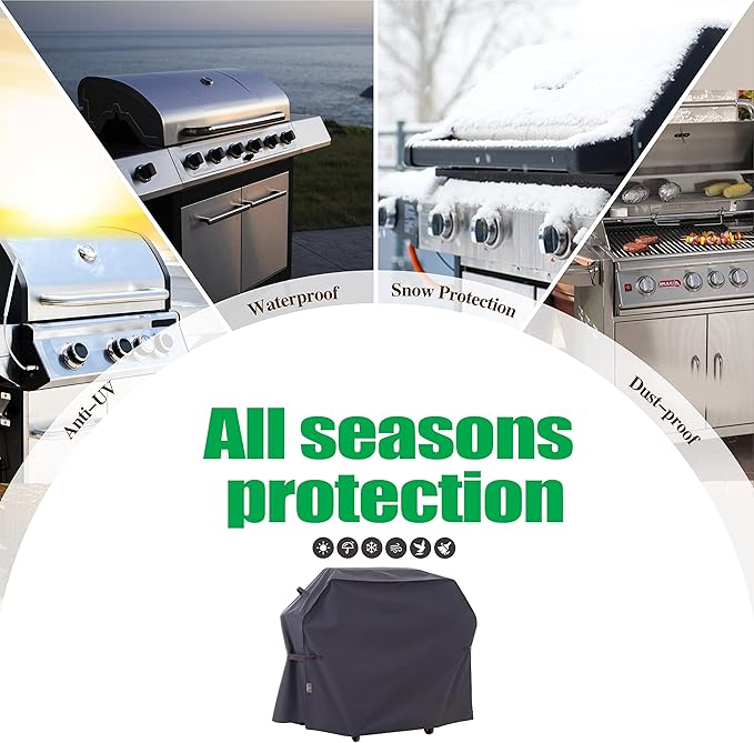 F&J Outdoors Waterproof Anti-UV 3-4-5-6 Burner (+1 Side Burner) Gas Grill Cover, 63Wx27Dx47H in,Grey