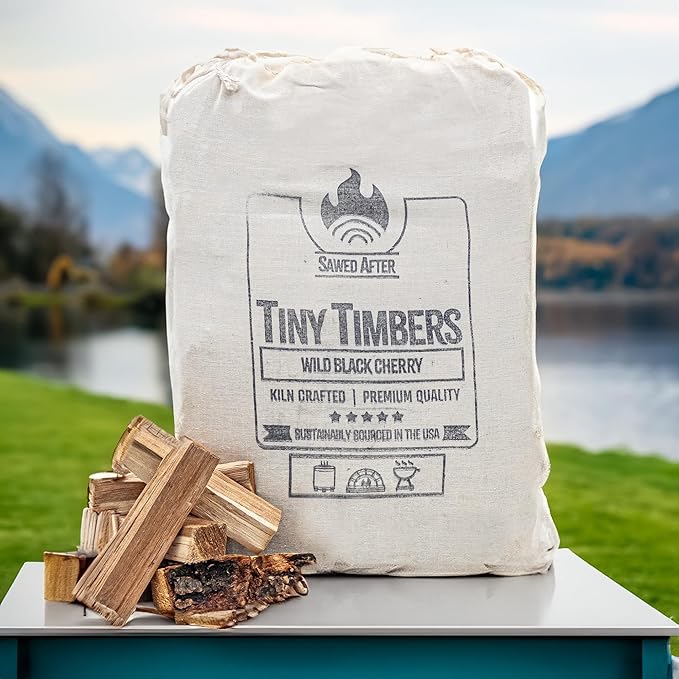 The Tiny Timbers USDA Grade Kiln Dried Hardwood for Table Top Fire Pit and Pizza Oven | Compatible with Solo Stove Mesa & Mesa XL | 5" Splits | USA Sourced | 15 lb. | 1000+ cu. in. | Wild Black Cherry