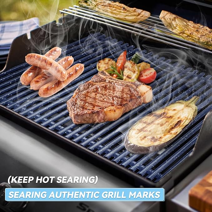 17.4 inch Porcelain Steel Grill Grates Replacement for Weber Spirit 300 Series, Spirit 700, Genesis Silver Gold Platinum B/C for 7525 Grates, Set of 2