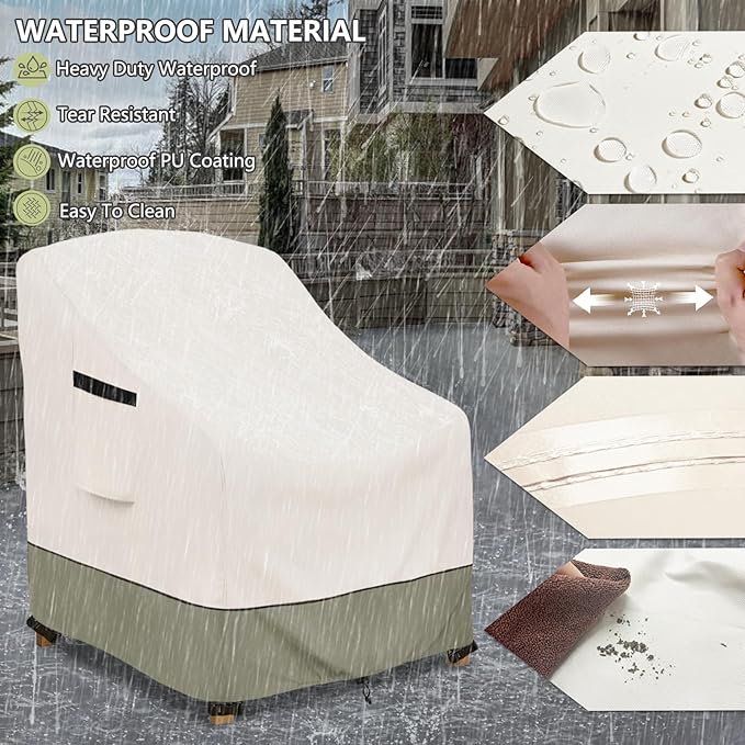 Outdoor Chair Covers 28" W x 30" D x 32" H,600D Heavy Duty Waterproof Patio Chair Cover,Outdoor Furniture Covers for Lawn/Garden Chiar