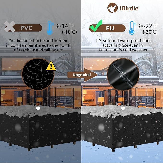 iBirdie Outdoor Patio Furniture Set Covers 72 x 56 inch fit 4 x 6 ft, 56, 54, 52 inch Wide, 72, 70, 68 inch Long Outside Dining Table and Chairs, Waterproof Weatherproof Cover, Heavy Duty 600D