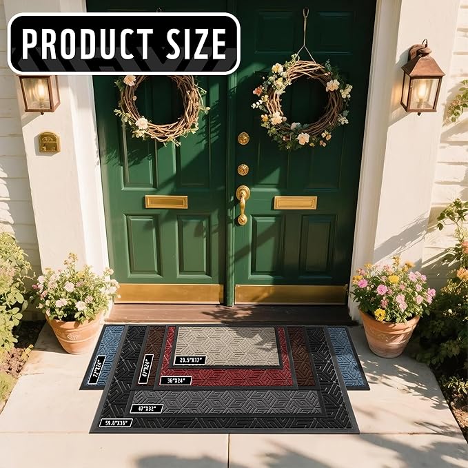 Yimobra Doormat Outdoor Entrance 29.5x17, All-Weather Waterproof Outdoor Mats for Front Door, Non Slip Welcome Door Mat for Patio Proch Outside Entryway Indoor, Red