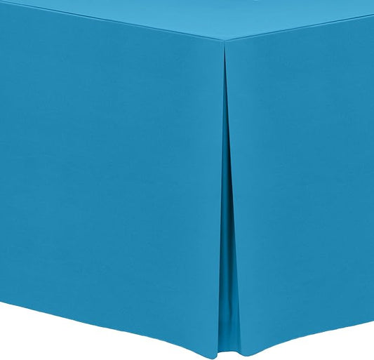 Ultimate Textile -5 Pack- 5 ft. Fitted Polyester Tablecloth - Fits 30 x 60-Inch Banquet and Folding Rectangular Tables - 42" H, Cobalt Blue