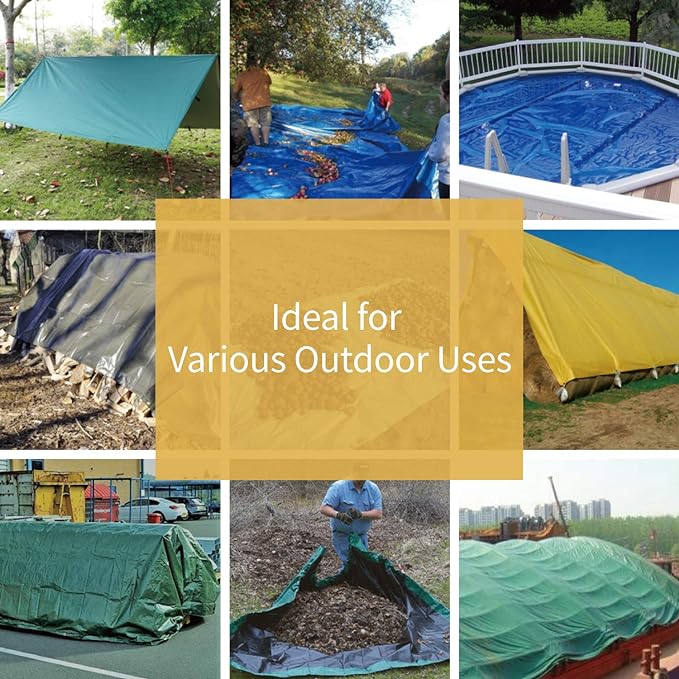 GUARD SHIELD Heavy Duty Tarp 8x10 Feet Green Multi Purpose Thick Waterproof Poly Tarp Cover 10mil