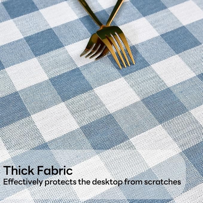 Gingham Table Cloth for Rectangle Tables Sky Blue Checkered Plaid Tablecloth Heavy Duty Cotton Blend Washable & Wrinkle Table Cover for Outdoor Kitchen Dining Picnic Camping (60x102 Inch)